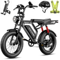 WINDHORSE V8 PRO Electric Bike – 750W Gear Hub Motor, 48V 16.6AH Battery, 50KM/H Speed, 45KM Range, 20-Inch Fat Tires, Dual Suspension, Shimano 7-Speed, Carbon Alloy Frame, Dual Disc Brakes