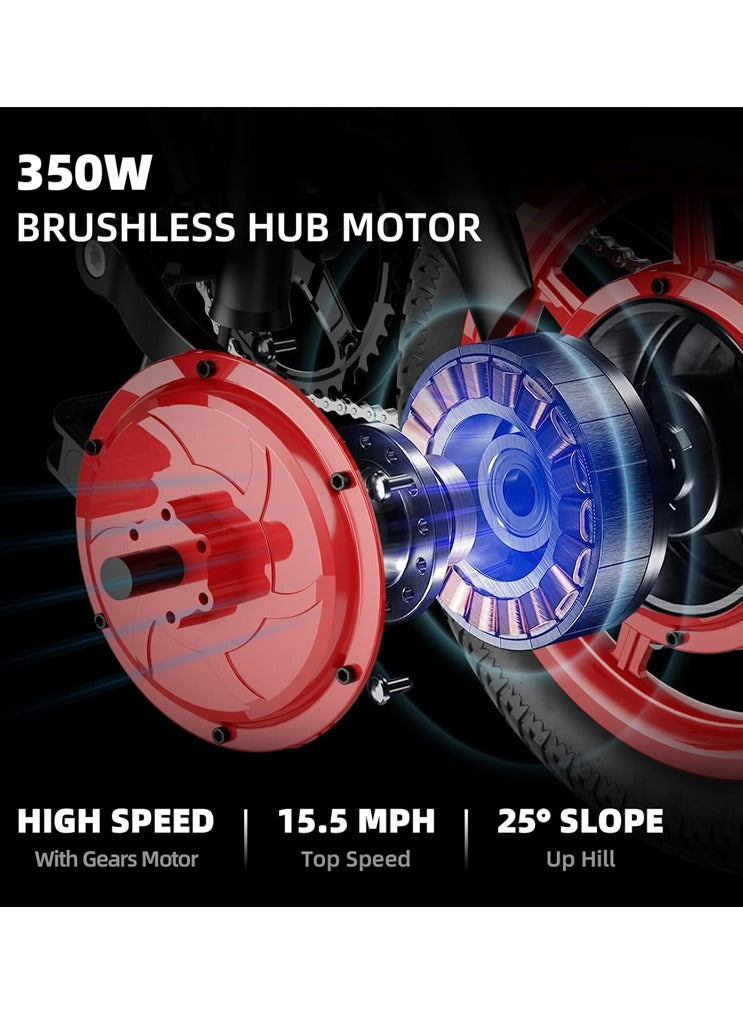 WINDHORSE C19 Foldable 2-in-1 Electric Bike and Cycle, 350W Brushless Motor, 35KM/H Speed, 36V 8Ah Battery, 25KM Range, 14-Inch Tires, Lightweight Carbon Alloy Frame – Portable E-Bike for City & Daily Commute