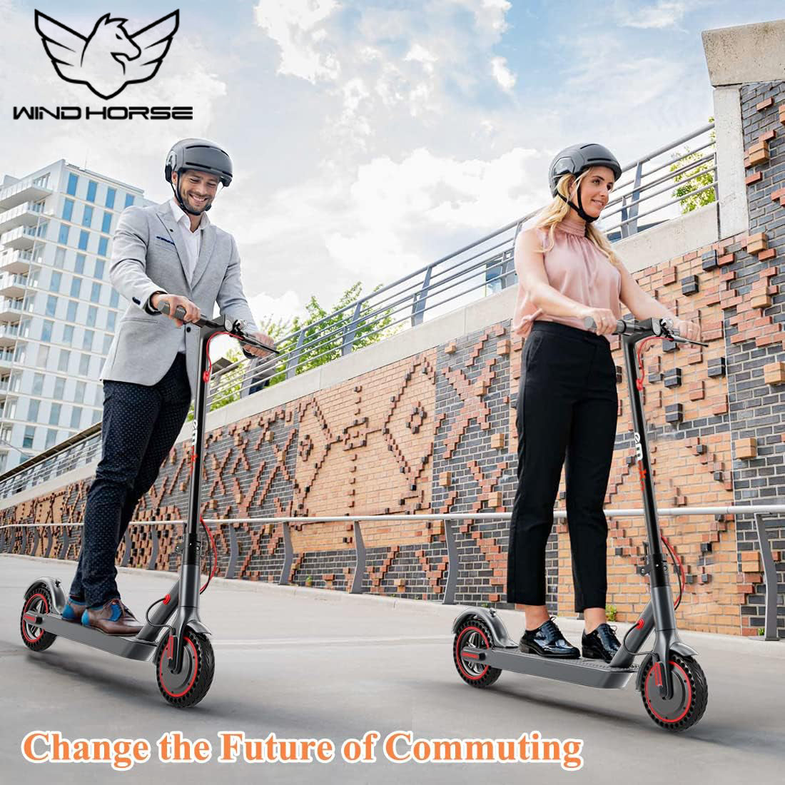 WINDHORSE T1 Electric Lightweight Folding Scooter, 350W Motor, 36V 8Ah Battery, 8.5 Inches Tires, 30KM Range, 30KM/H Speed, Digital Display and App Control, E-Scooter with Helmet and Safety Vest