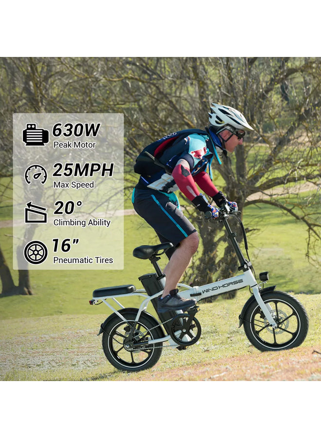 WINDHORSE W2A Folding Electric bike with 350W High Speed Motor, 36V 8AH Battery, 40 KM/H Speed, 35 KM Range, Dual Disk Brakes, Carbon Alloy Frame and 16 Inches Tires