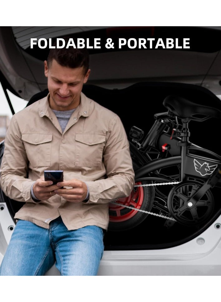 WINDHORSE C19 Foldable 2-in-1 Electric Bike and Cycle, 350W Brushless Motor, 35KM/H Speed, 36V 8Ah Battery, 25KM Range, 14-Inch Tires, Lightweight Carbon Alloy Frame – Portable E-Bike for City & Daily Commute