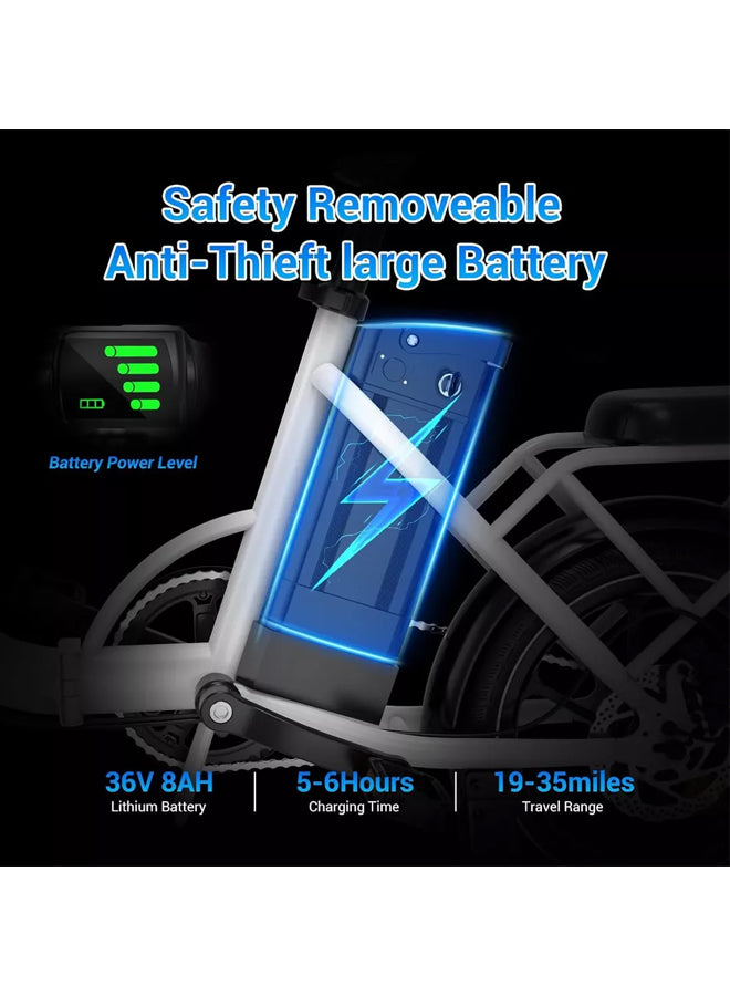 WINDHORSE W2B Folding Electric Bike with 350W High Speed Motor, 36V 8AH Battery, 40 KM/H Speed, 35 KM Range, Dual Disk Brakes, Carbon Alloy Frame and 16 Inches Tires, Front Suspension Fort, Portable Electric Bike with Dual Seat