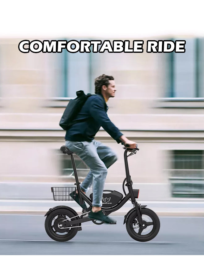 WINDHORSE W3 Foldable Electric Bike for Adults 500W Brushless Hub Motor, 40 KMH Max Speed, 25-35 KM Range with 36V 8AH Battery, 14 Inches Tires with Dual Suspension and Disc Brakes, Lightweight Carbon Alloy Frame