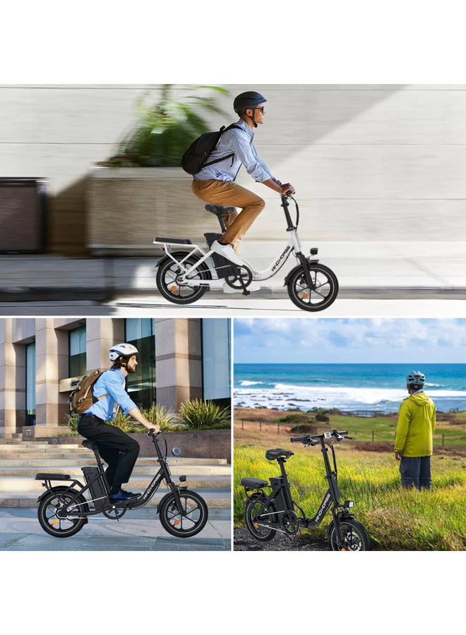 WINDHORSE W2B Folding Electric Bike with 350W High Speed Motor, 36V 8AH Battery, 40 KM/H Speed, 35 KM Range, Dual Disk Brakes, Carbon Alloy Frame and 16 Inches Tires, Front Suspension Fort, Portable Electric Bike with Dual Seat