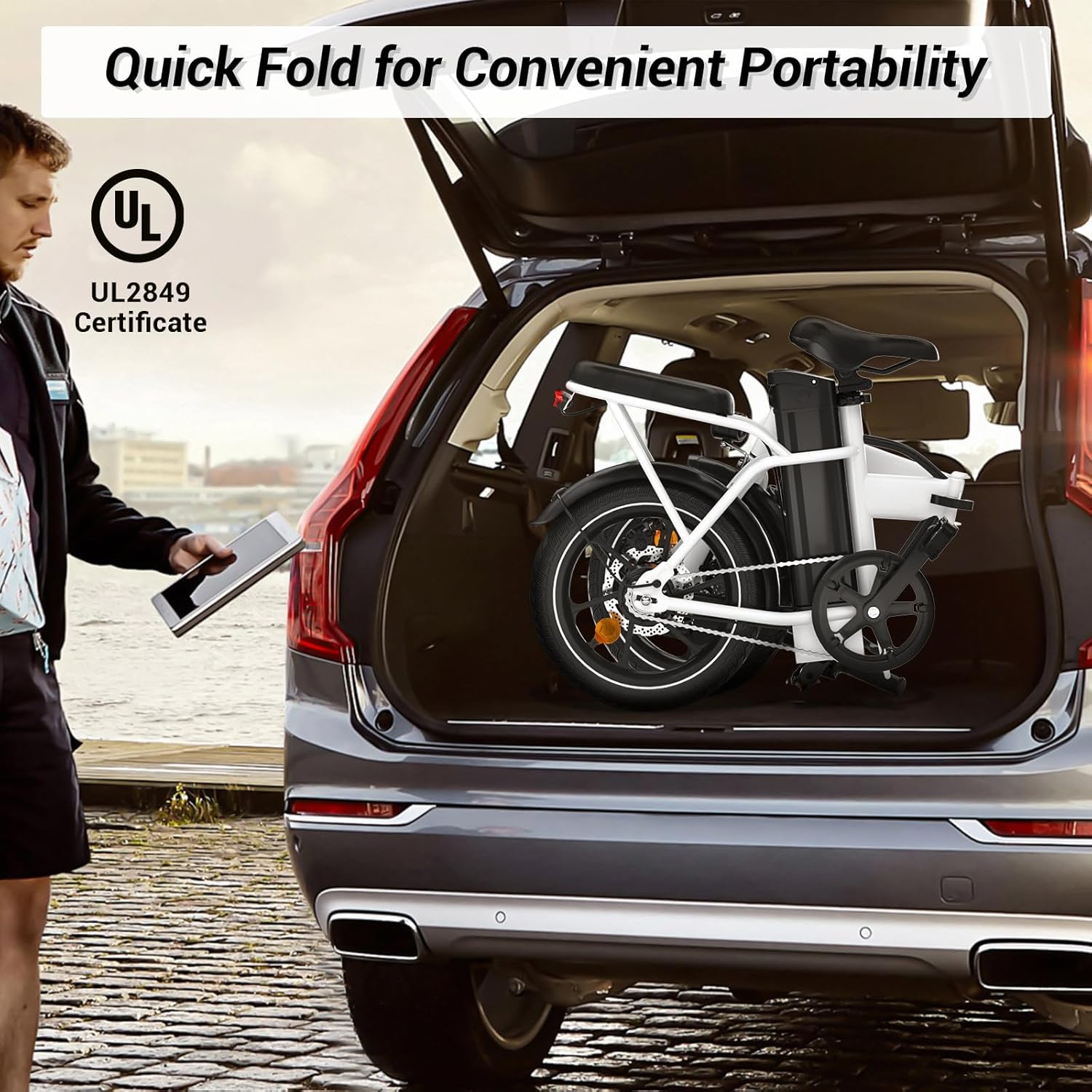 WINDHORSE W2A Folding Electric bike with 350W High Speed Motor, 36V 8AH Battery, 40 KM/H Speed, 35 KM Range, Dual Disk Brakes, Carbon Alloy Frame and 16 Inches Tires