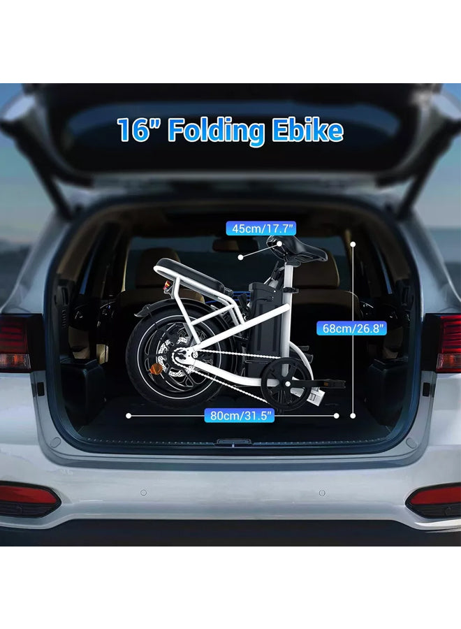 WINDHORSE W2B Folding Electric Bike with 350W High Speed Motor, 36V 8AH Battery, 40 KM/H Speed, 35 KM Range, Dual Disk Brakes, Carbon Alloy Frame and 16 Inches Tires, Front Suspension Fort, Portable Electric Bike with Dual Seat