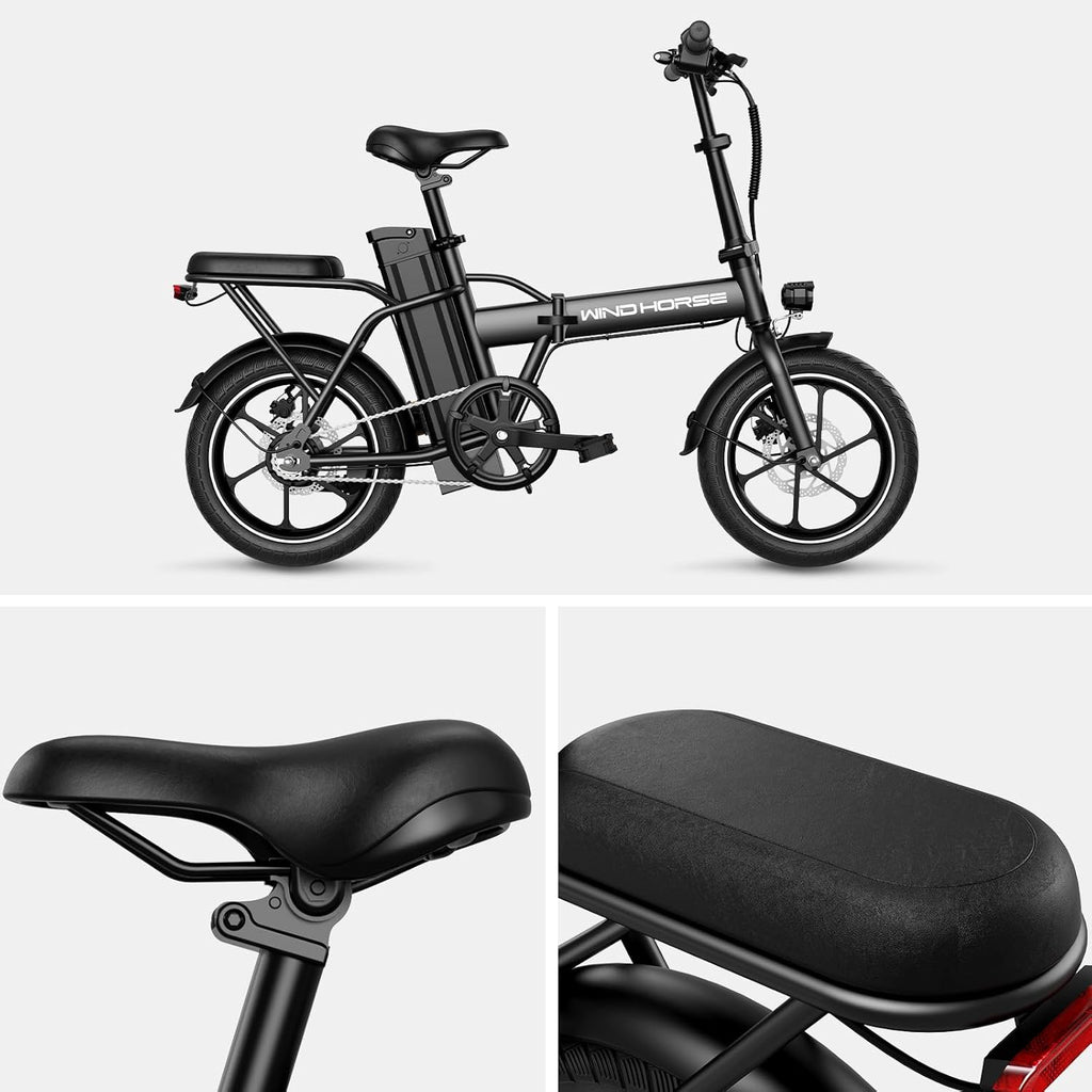 WINDHORSE W2A Folding Electric bike with 350W High Speed Motor, 36V 8AH Battery, 40 KM/H Speed, 35 KM Range, Dual Disk Brakes, Carbon Alloy Frame and 16 Inches Tires