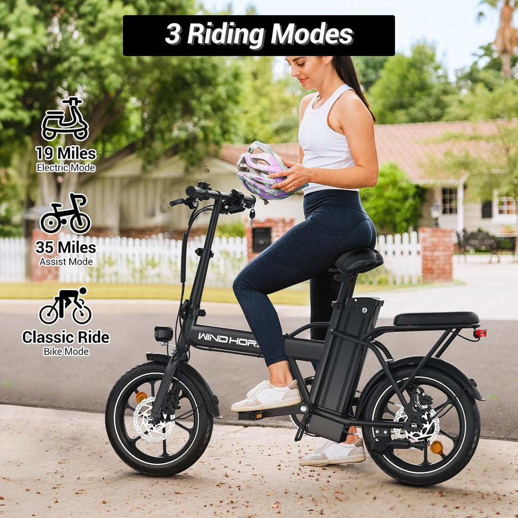 WINDHORSE W2A Folding Electric bike with 350W High Speed Motor, 36V 8AH Battery, 40 KM/H Speed, 35 KM Range, Dual Disk Brakes, Carbon Alloy Frame and 16 Inches Tires