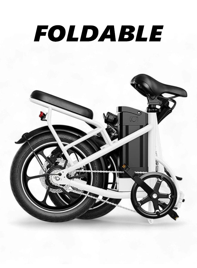 WINDHORSE W2B Folding Electric Bike with 350W High Speed Motor, 36V 8AH Battery, 40 KM/H Speed, 35 KM Range, Dual Disk Brakes, Carbon Alloy Frame and 16 Inches Tires, Front Suspension Fort, Portable Electric Bike with Dual Seat