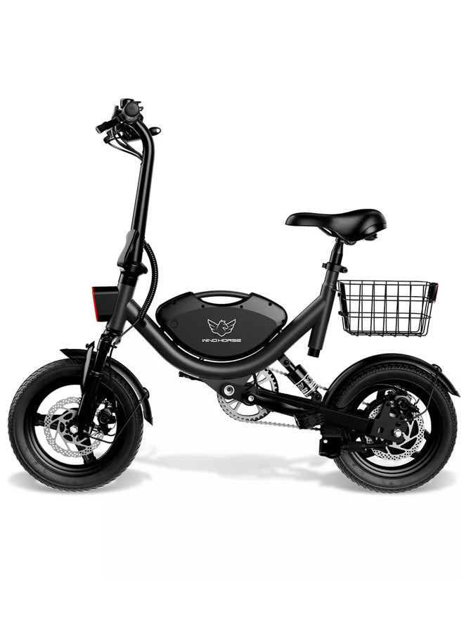 WINDHORSE W3 Foldable Electric Bike for Adults 500W Brushless Hub Motor, 40 KMH Max Speed, 25-35 KM Range with 36V 8AH Battery, 14 Inches Tires with Dual Suspension and Disc Brakes, Lightweight Carbon Alloy Frame