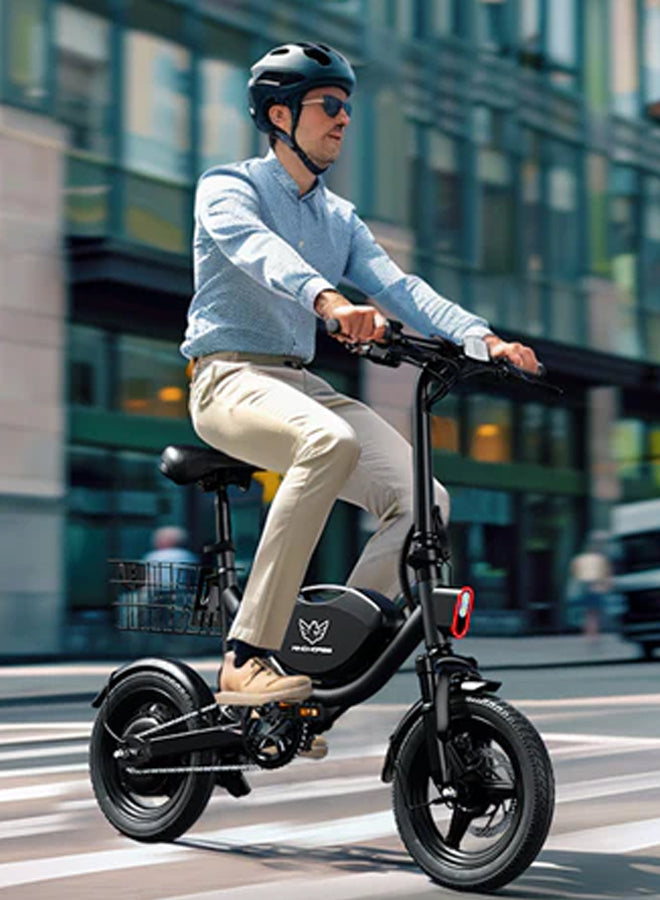 WINDHORSE W3 Foldable Electric Bike for Adults 500W Brushless Hub Motor, 40 KMH Max Speed, 25-35 KM Range with 36V 8AH Battery, 14 Inches Tires with Dual Suspension and Disc Brakes, Lightweight Carbon Alloy Frame