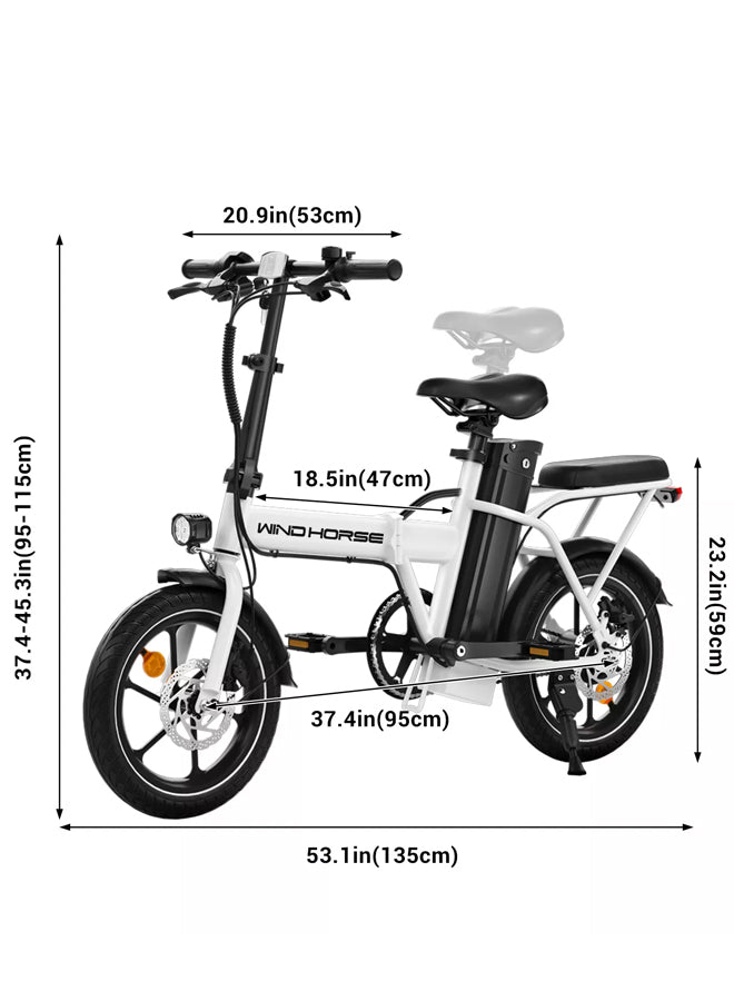 WINDHORSE W2A Folding Electric bike with 350W High Speed Motor, 36V 8AH Battery, 40 KM/H Speed, 35 KM Range, Dual Disk Brakes, Carbon Alloy Frame and 16 Inches Tires