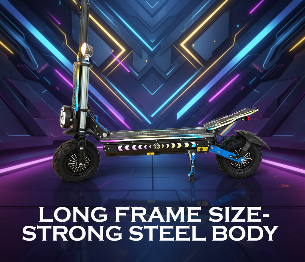 WINDHORSE H3 Powerful Electric Scooter 3000W Dual Motor  – 60V 40Ah Battery, 85 KM/H Max Speed, 120 KM Range – 13 Inches Tires, Hydraulic Brakes, Dual Suspension, 3 LED Headlights, Strong Steel Frame, Full Body RGB Lights