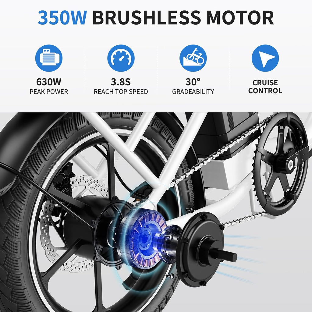 WINDHORSE W2B Folding Electric Bike with 350W High Speed Motor, 36V 8AH Battery, 40 KM/H Speed, 35 KM Range, Dual Disk Brakes, Carbon Alloy Frame and 16 Inches Tires, Front Suspension Fort, Portable Electric Bike with Dual Seat