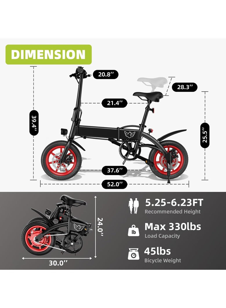 WINDHORSE C19 Foldable 2-in-1 Electric Bike and Cycle, 350W Brushless Motor, 35KM/H Speed, 36V 8Ah Battery, 25KM Range, 14-Inch Tires, Lightweight Carbon Alloy Frame – Portable E-Bike for City & Daily Commute