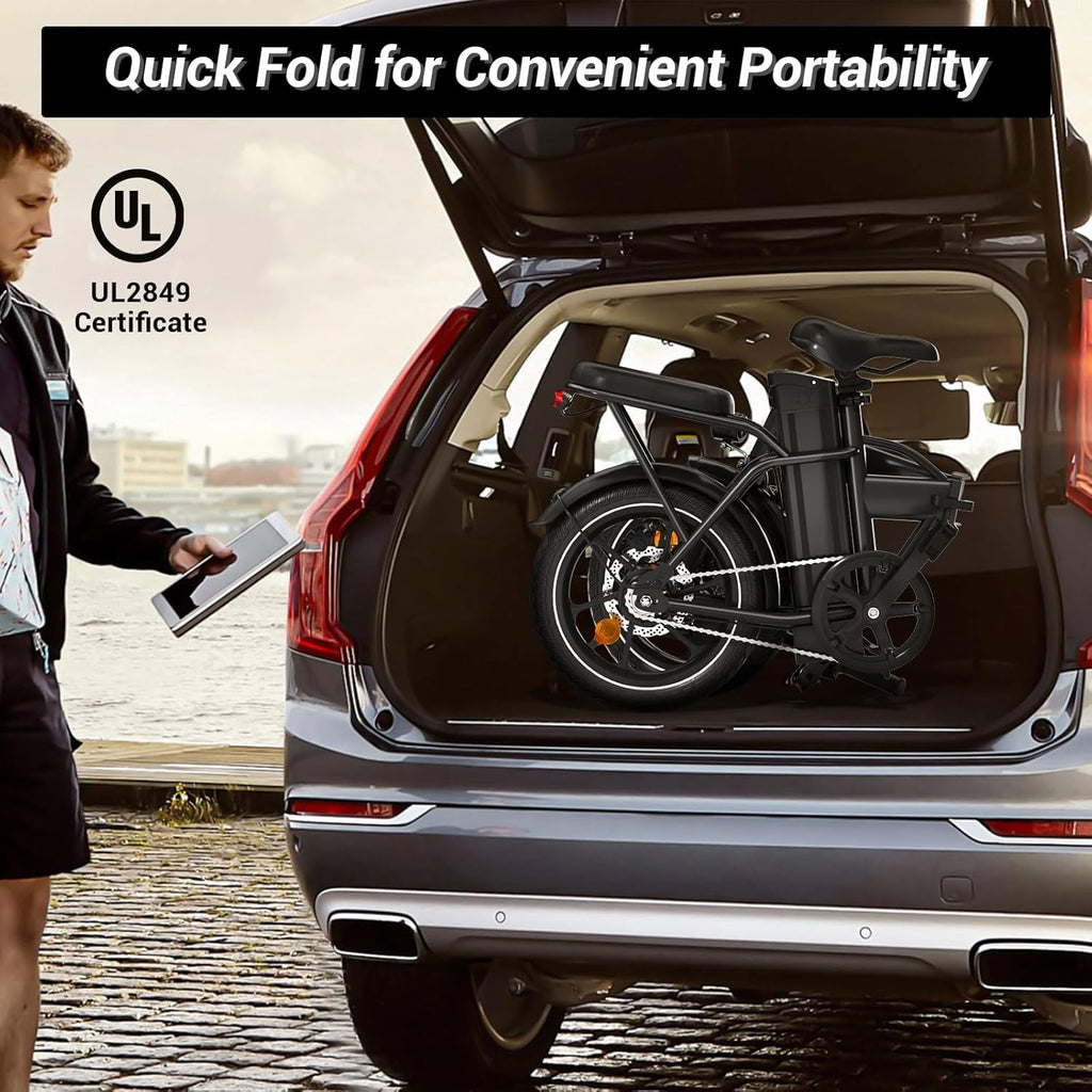 WINDHORSE W2A Folding Electric bike with 350W High Speed Motor, 36V 8AH Battery, 40 KM/H Speed, 35 KM Range, Dual Disk Brakes, Carbon Alloy Frame and 16 Inches Tires