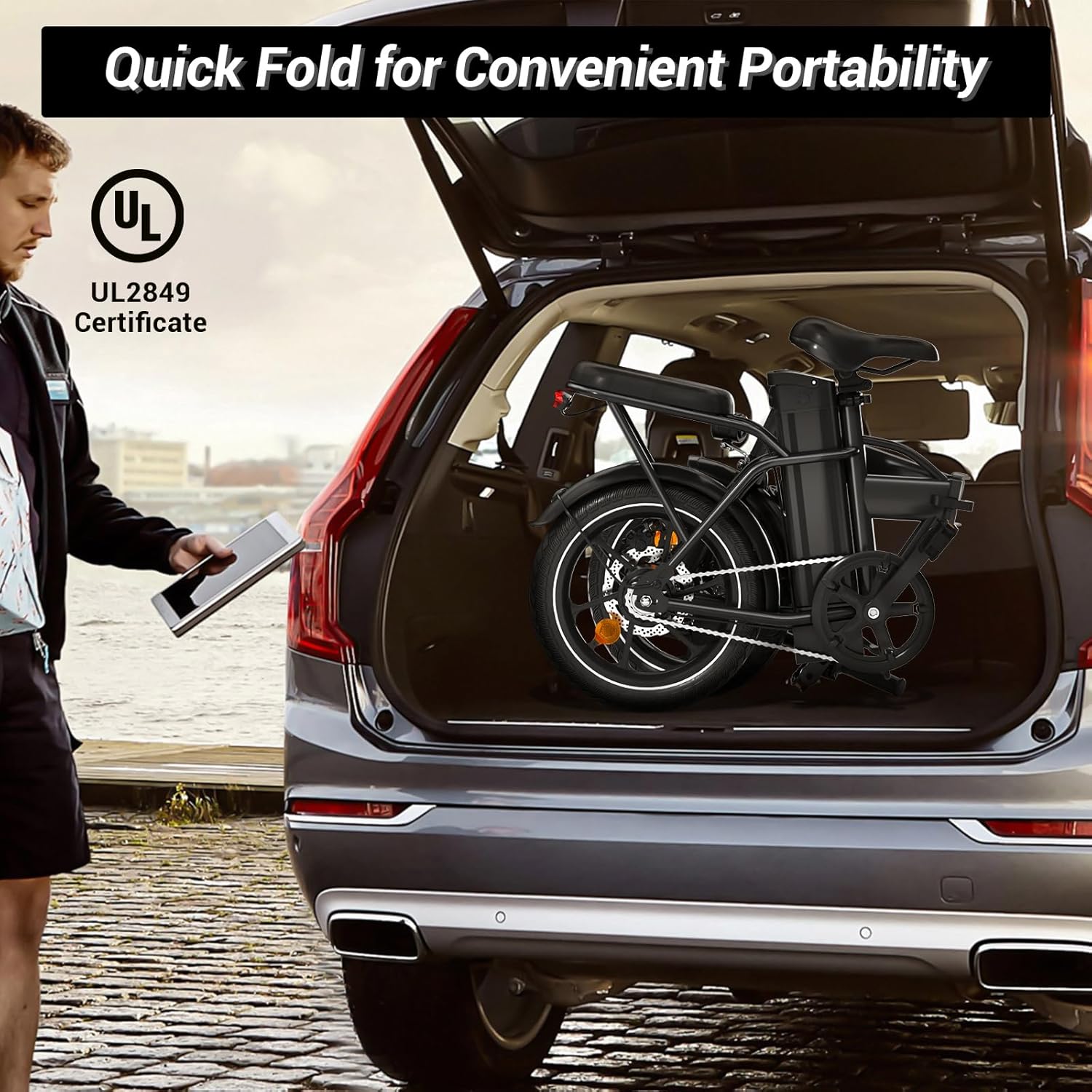 WINDHORSE W2A Folding Electric bike with 350W High Speed Motor, 36V 8AH Battery, 40 KM/H Speed, 35 KM Range, Dual Disk Brakes, Carbon Alloy Frame and 16 Inches Tires