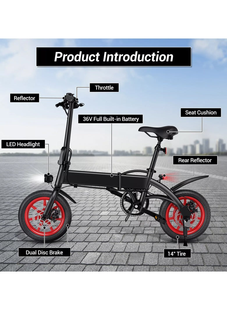 WINDHORSE C19 Foldable 2-in-1 Electric Bike and Cycle, 350W Brushless Motor, 35KM/H Speed, 36V 8Ah Battery, 25KM Range, 14-Inch Tires, Lightweight Carbon Alloy Frame – Portable E-Bike for City & Daily Commute