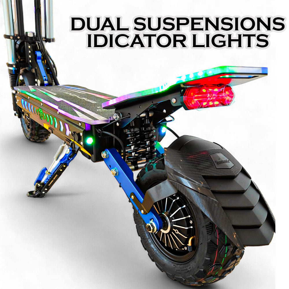 WINDHORSE H3 Powerful Electric Scooter 3000W Dual Motor  – 60V 40Ah Battery, 85 KM/H Max Speed, 120 KM Range – 13 Inches Tires, Hydraulic Brakes, Dual Suspension, 3 LED Headlights, Strong Steel Frame, Full Body RGB Lights