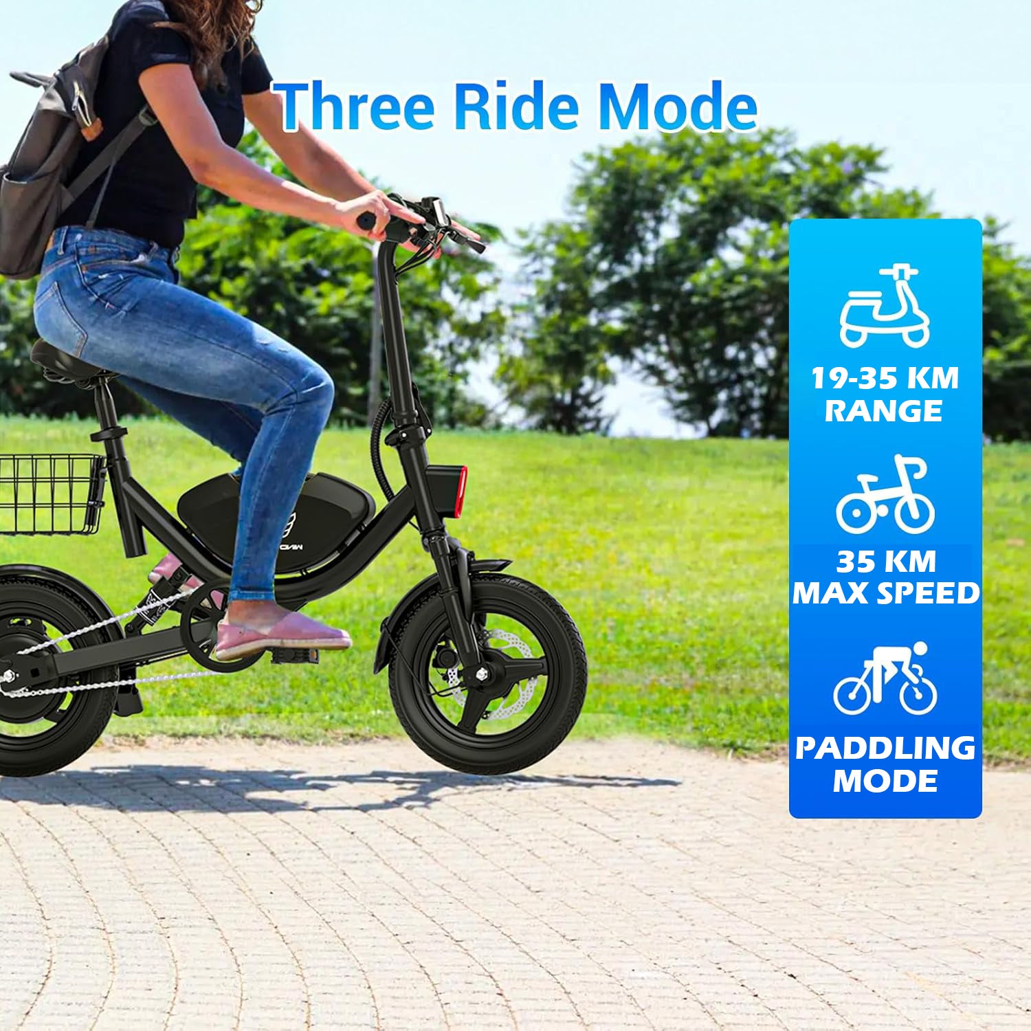 WINDHORSE W3 Foldable Electric Bike for Adults 500W Brushless Hub Motor, 40 KMH Max Speed, 25-35 KM Range with 36V 8AH Battery, 14 Inches Tires with Dual Suspension and Disc Brakes, Lightweight Carbon Alloy Frame