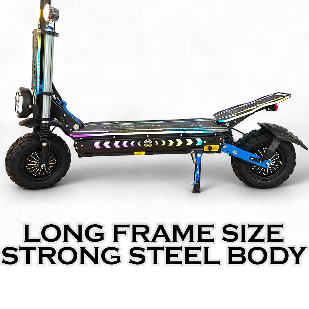 WINDHORSE H3 Powerful Electric Scooter 3000W Dual Motor  – 60V 40Ah Battery, 85 KM/H Max Speed, 120 KM Range – 13 Inches Tires, Hydraulic Brakes, Dual Suspension, 3 LED Headlights, Strong Steel Frame, Full Body RGB Lights