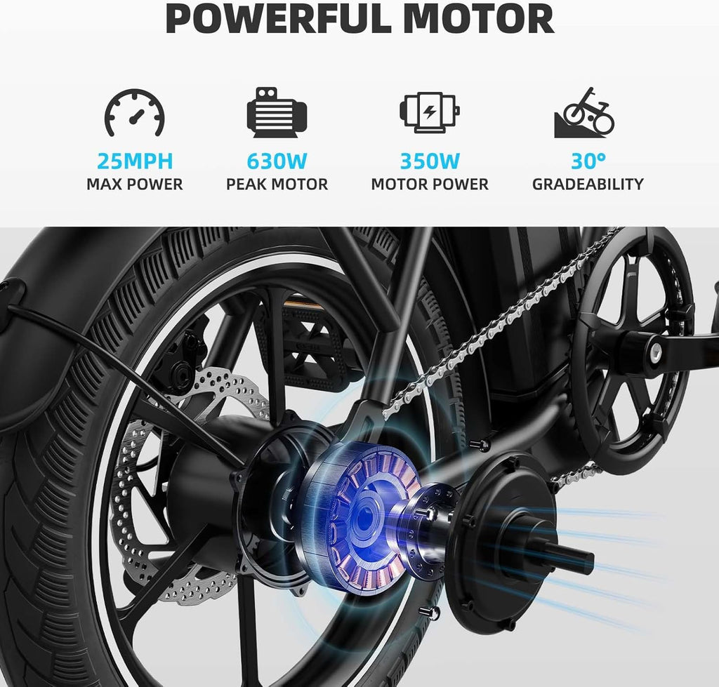 WINDHORSE W2A Folding Electric bike with 350W High Speed Motor, 36V 8AH Battery, 40 KM/H Speed, 35 KM Range, Dual Disk Brakes, Carbon Alloy Frame and 16 Inches Tires