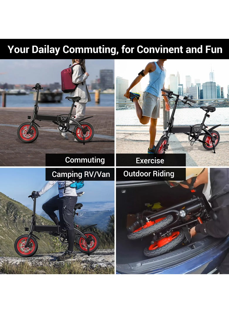 WINDHORSE C19 Foldable 2-in-1 Electric Bike and Cycle, 350W Brushless Motor, 35KM/H Speed, 36V 8Ah Battery, 25KM Range, 14-Inch Tires, Lightweight Carbon Alloy Frame – Portable E-Bike for City & Daily Commute