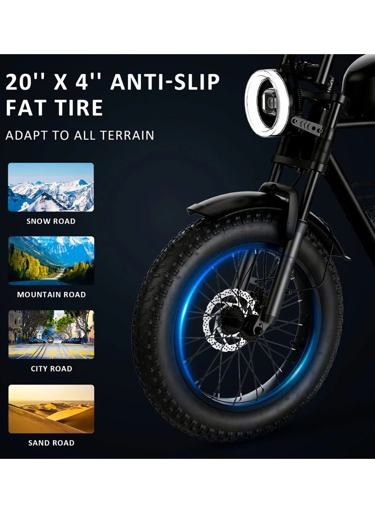 WINDHORSE D5 Electric Off-Road Bike, 1000W Powerful Brushless Motor, 48V 21Ah Removable Battery, 60KM/H Max Speed, 60–80KM Range, 20-Inch Fat Tires, Carbon Alloy Frame, Hydraulic Disc Brakes, Shimano 7-Speed Gears