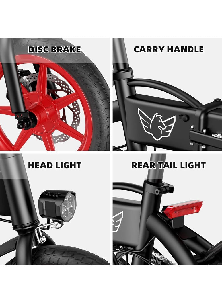 WINDHORSE C19 Foldable 2-in-1 Electric Bike and Cycle, 350W Brushless Motor, 35KM/H Speed, 36V 8Ah Battery, 25KM Range, 14-Inch Tires, Lightweight Carbon Alloy Frame – Portable E-Bike for City & Daily Commute