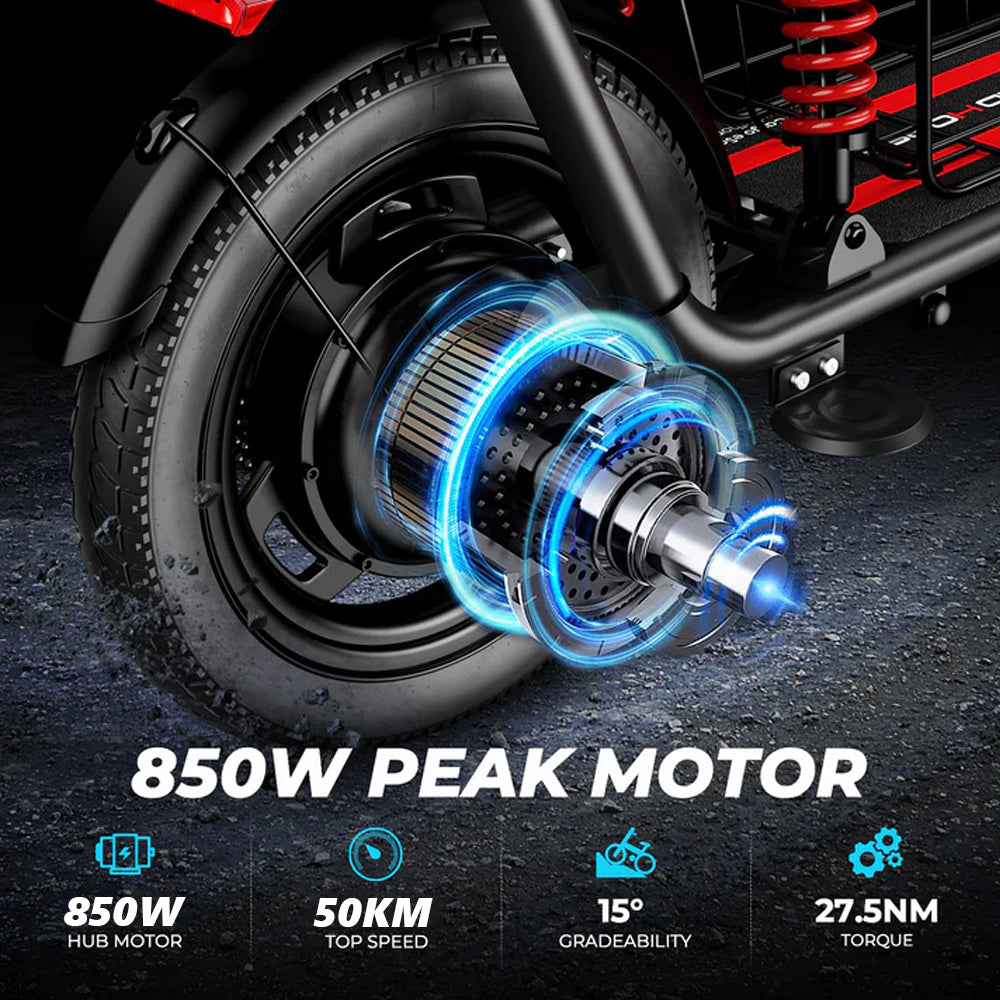 WINDHORSE C3 Electric Scooter 850W Motor with Dual Seat, 48V10Ah Battery, 50KM/H Speed, 40KM Range, Dual Suspension and Storage Basket, E-Scooter