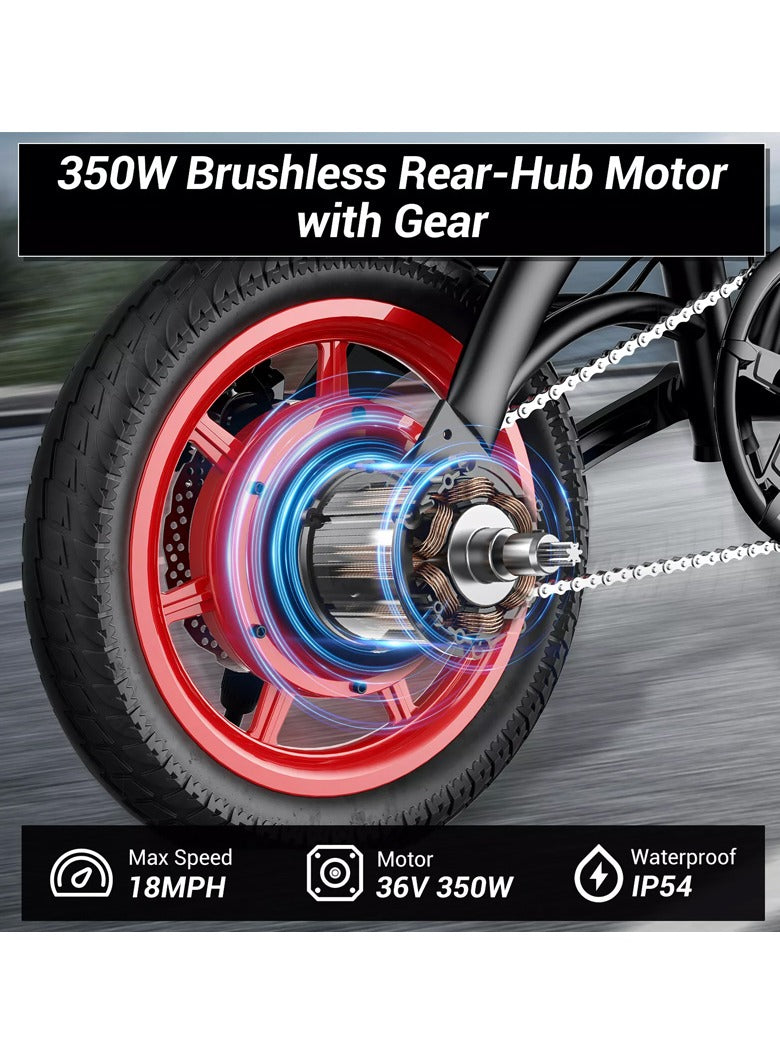 WINDHORSE C19 Foldable 2-in-1 Electric Bike and Cycle, 350W Brushless Motor, 35KM/H Speed, 36V 8Ah Battery, 25KM Range, 14-Inch Tires, Lightweight Carbon Alloy Frame – Portable E-Bike for City & Daily Commute