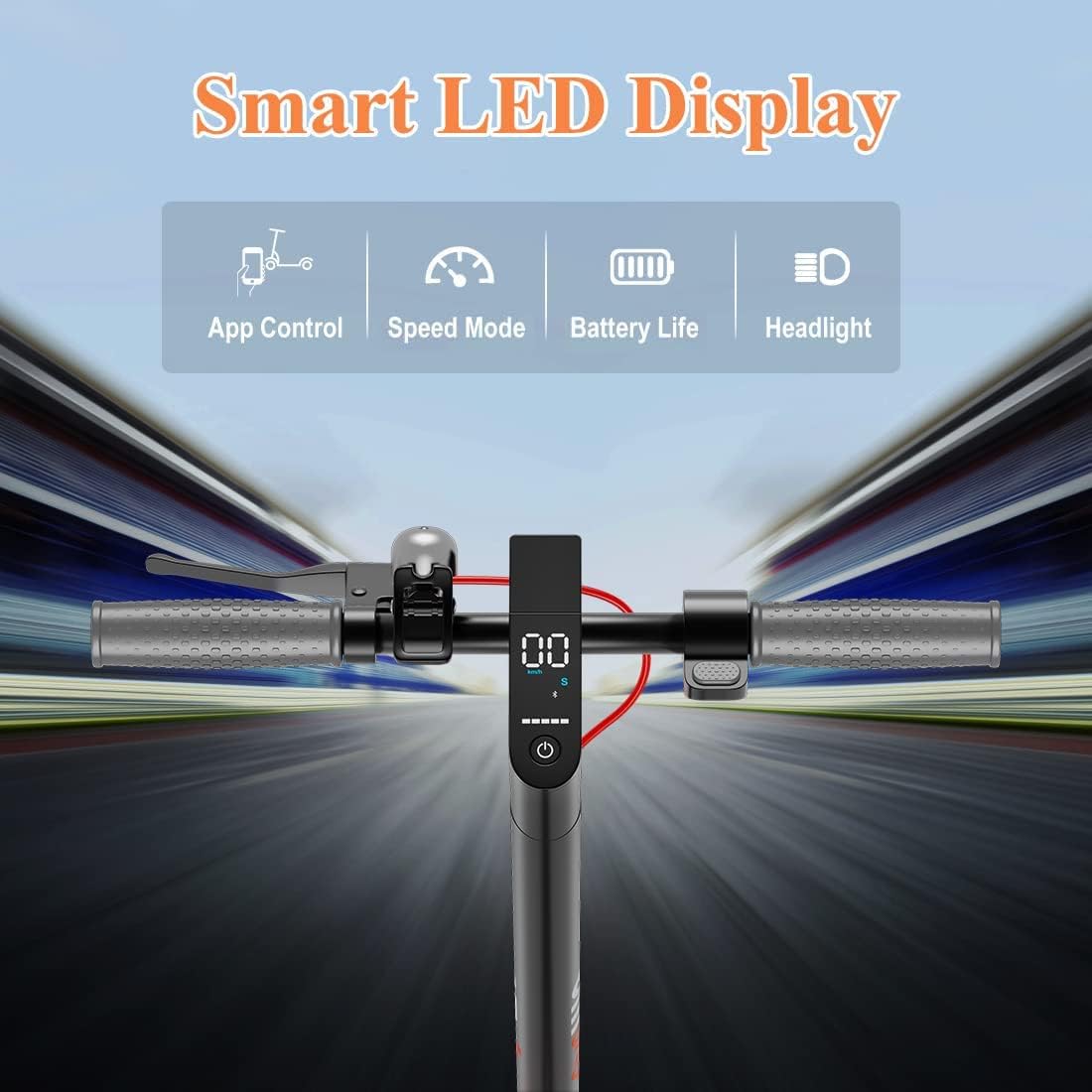 WINDHORSE T1 Electric Lightweight Folding Scooter, 350W Motor, 36V 8Ah Battery, 8.5 Inches Tires, 30KM Range, 30KM/H Speed, Digital Display and App Control, E-Scooter with Helmet and Safety Vest