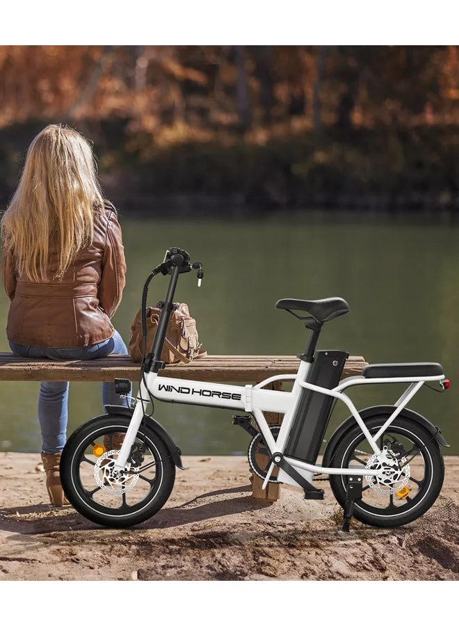 WINDHORSE W2A Folding Electric bike with 350W High Speed Motor, 36V 8AH Battery, 40 KM/H Speed, 35 KM Range, Dual Disk Brakes, Carbon Alloy Frame and 16 Inches Tires