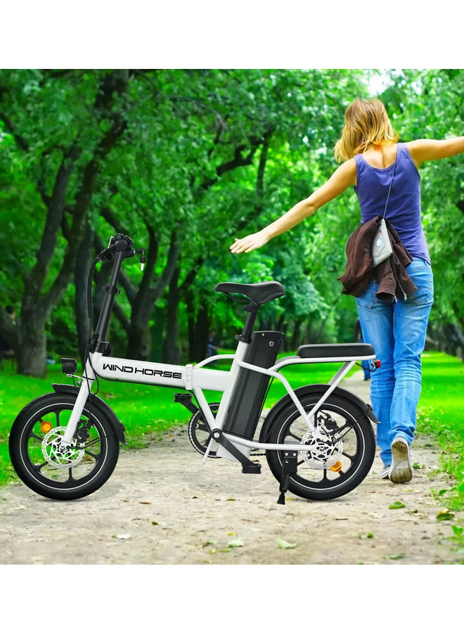 WINDHORSE W2A Folding Electric bike with 350W High Speed Motor, 36V 8AH Battery, 40 KM/H Speed, 35 KM Range, Dual Disk Brakes, Carbon Alloy Frame and 16 Inches Tires