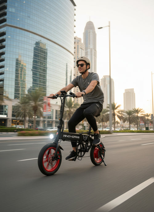 WINDHORSE C19 Foldable 2-in-1 Electric Bike and Cycle, 350W Brushless Motor, 35KM/H Speed, 36V 8Ah Battery, 25KM Range, 14-Inch Tires, Lightweight Carbon Alloy Frame – Portable E-Bike for City & Daily Commute