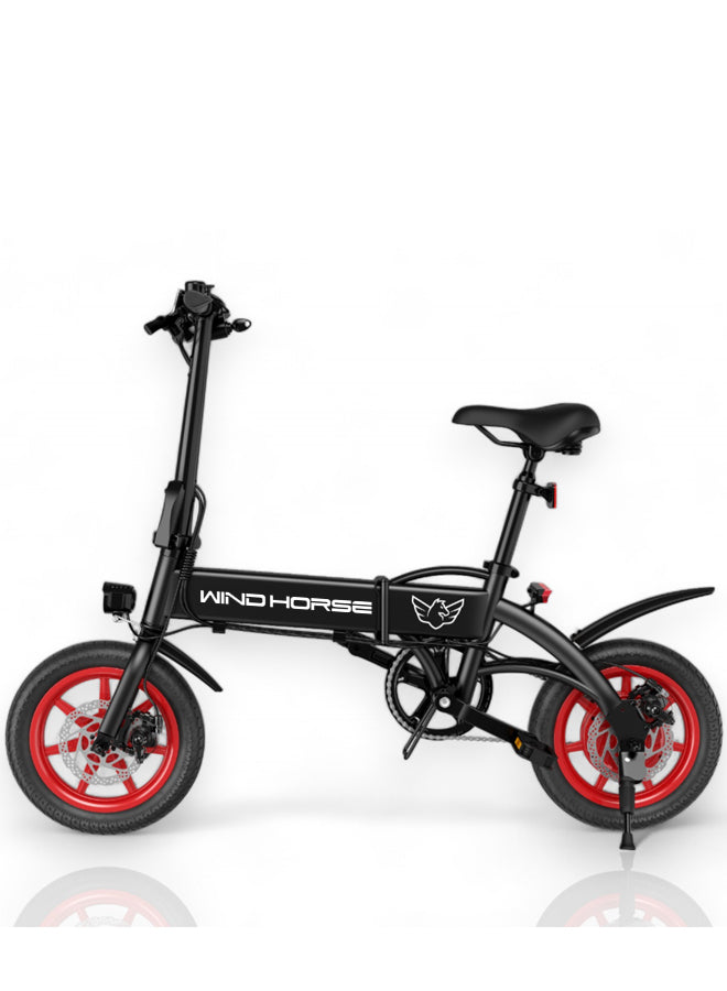 WINDHORSE C19 Foldable 2-in-1 Electric Bike and Cycle, 350W Brushless Motor, 35KM/H Speed, 36V 8Ah Battery, 25KM Range, 14-Inch Tires, Lightweight Carbon Alloy Frame – Portable E-Bike for City & Daily Commute