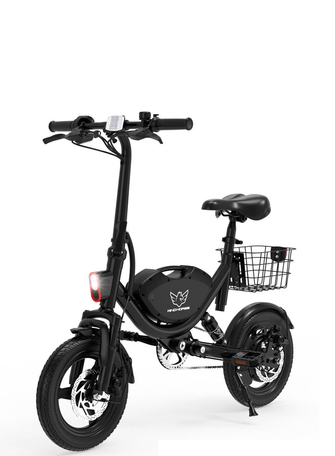 WINDHORSE W3 Foldable Electric Bike for Adults 500W Brushless Hub Motor, 40 KMH Max Speed, 25-35 KM Range with 36V 8AH Battery, 14 Inches Tires with Dual Suspension and Disc Brakes, Lightweight Carbon Alloy Frame