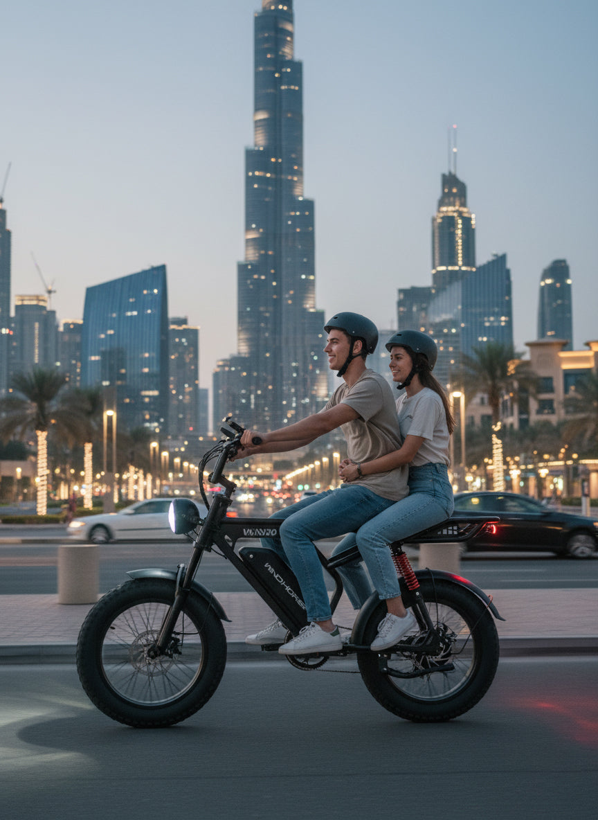 WINDHORSE V8 PRO Electric Bike – 750W Gear Hub Motor, 48V 16.6AH Battery, 50KM/H Speed, 45KM Range, 20-Inch Fat Tires, Dual Suspension, Shimano 7-Speed, Carbon Alloy Frame, Dual Disc Brakes