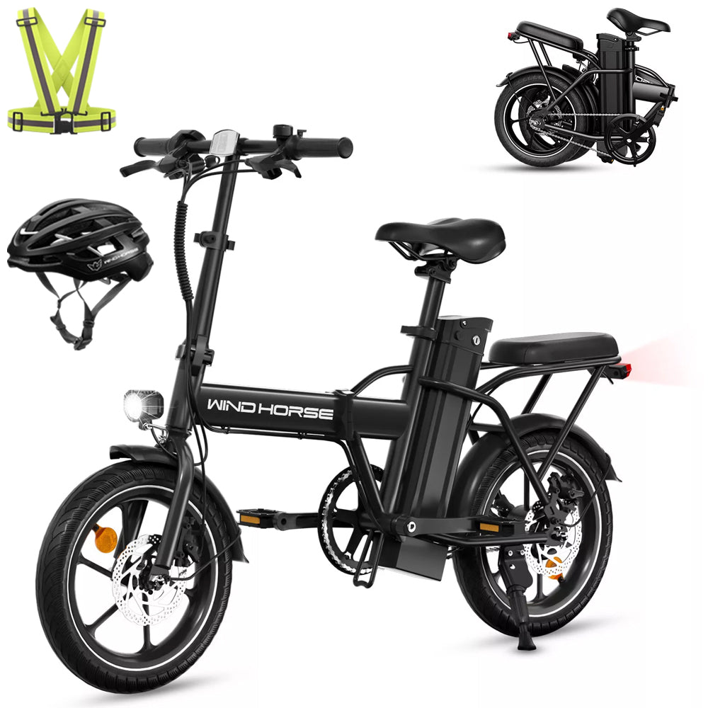 WINDHORSE W2A Folding Electric bike with 350W High Speed Motor, 36V 8AH Battery, 40 KM/H Speed, 35 KM Range, Dual Disk Brakes, Carbon Alloy Frame and 16 Inches Tires