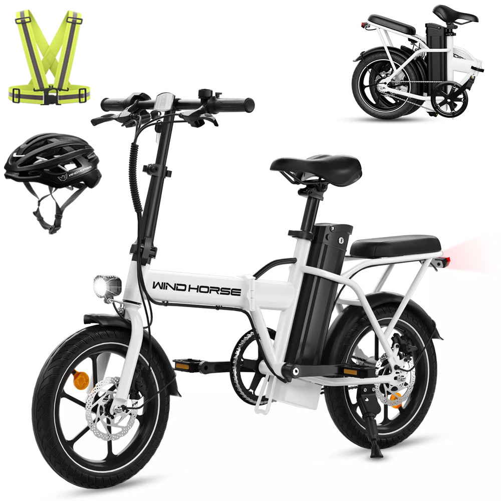 WINDHORSE W2A Folding Electric bike with 350W High Speed Motor, 36V 8AH Battery, 40 KM/H Speed, 35 KM Range, Dual Disk Brakes, Carbon Alloy Frame and 16 Inches Tires