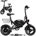 WINDHORSE W3 Foldable Electric Bike for Adults 500W Brushless Hub Motor, 40 KMH Max Speed, 25-35 KM Range with 36V 8AH Battery, 14 Inches Tires with Dual Suspension and Disc Brakes, Lightweight Carbon Alloy Frame